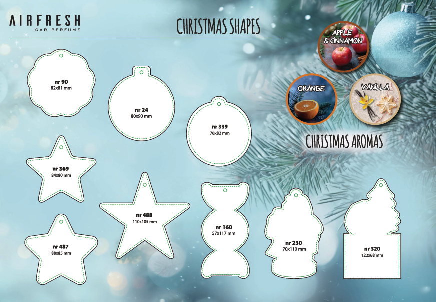 Formas de ambientadores de coche navideños: estrellas, árboles de Navidad, petardos y más
